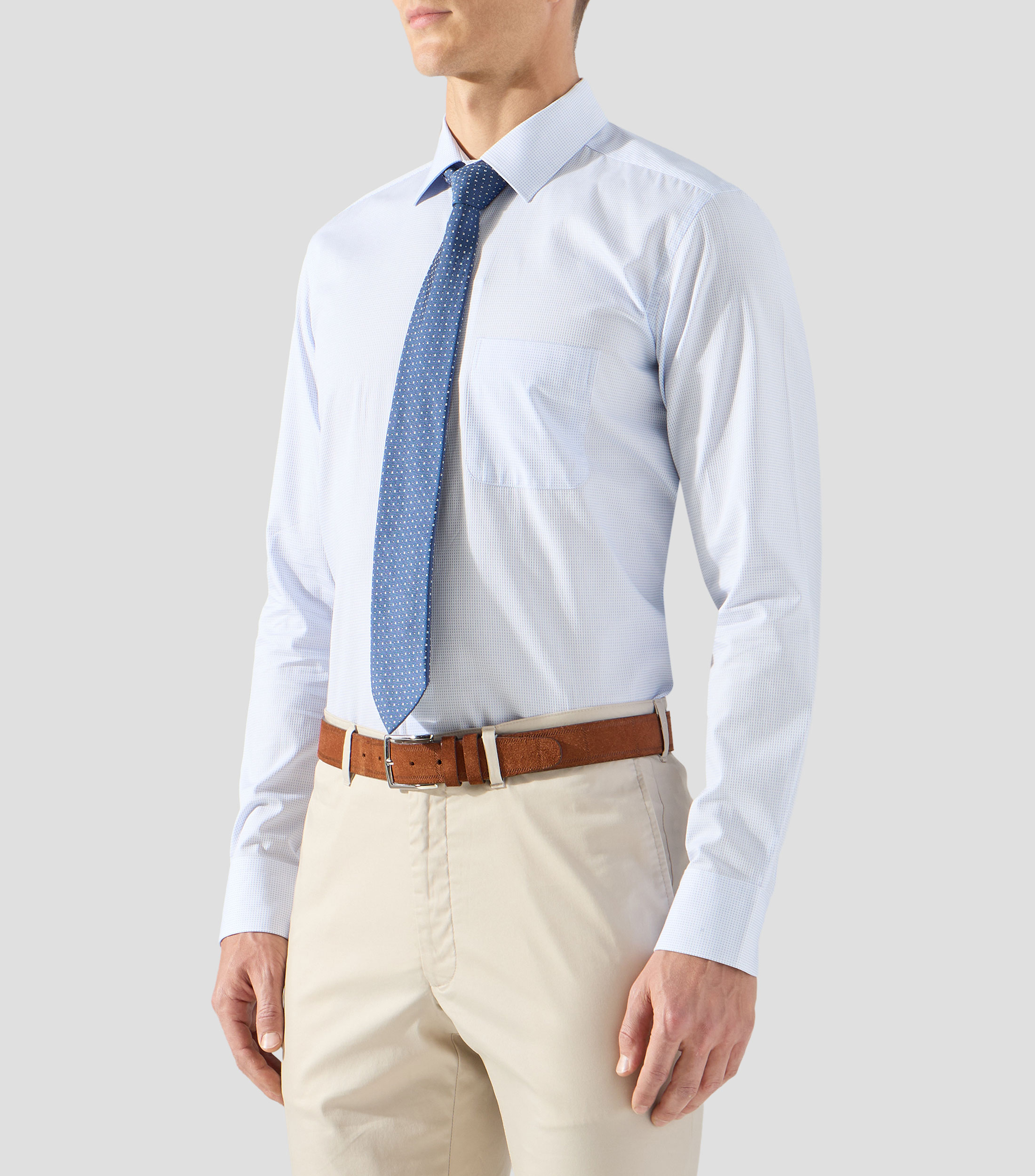Camisa de vestir con microdiseño y manga larga Hombre